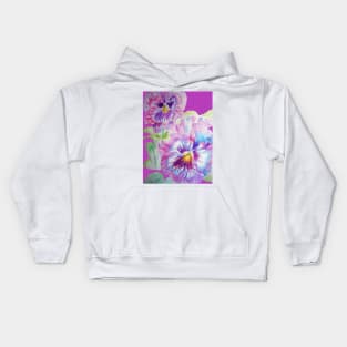 Purple Pansy Watercolor Painting Kids Hoodie